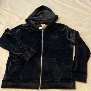 Victoria’s Secret PINK (black velour zip hoodie)